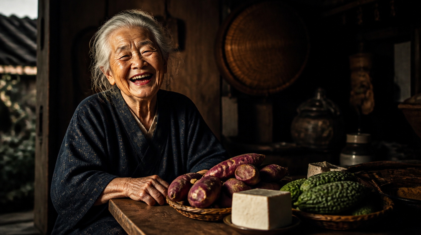 A radiant 100-year-old Okinawan woman